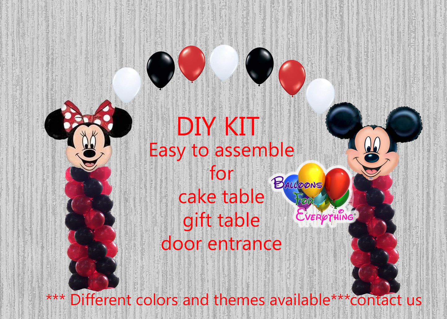 Red Minnie Mickey Balloon Arch Columns 