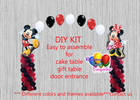 Red Mickey Minnie Birthday Balloon Arch Columns, Cake Table, Gift Table, DIY KIT Supplies