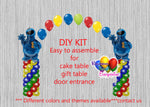 Cookie Monster Birthday Balloon Columns with Arch Decorations