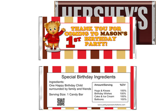 Daniel Tiger's Neighborhood Birthday Candy Bar Wrappers