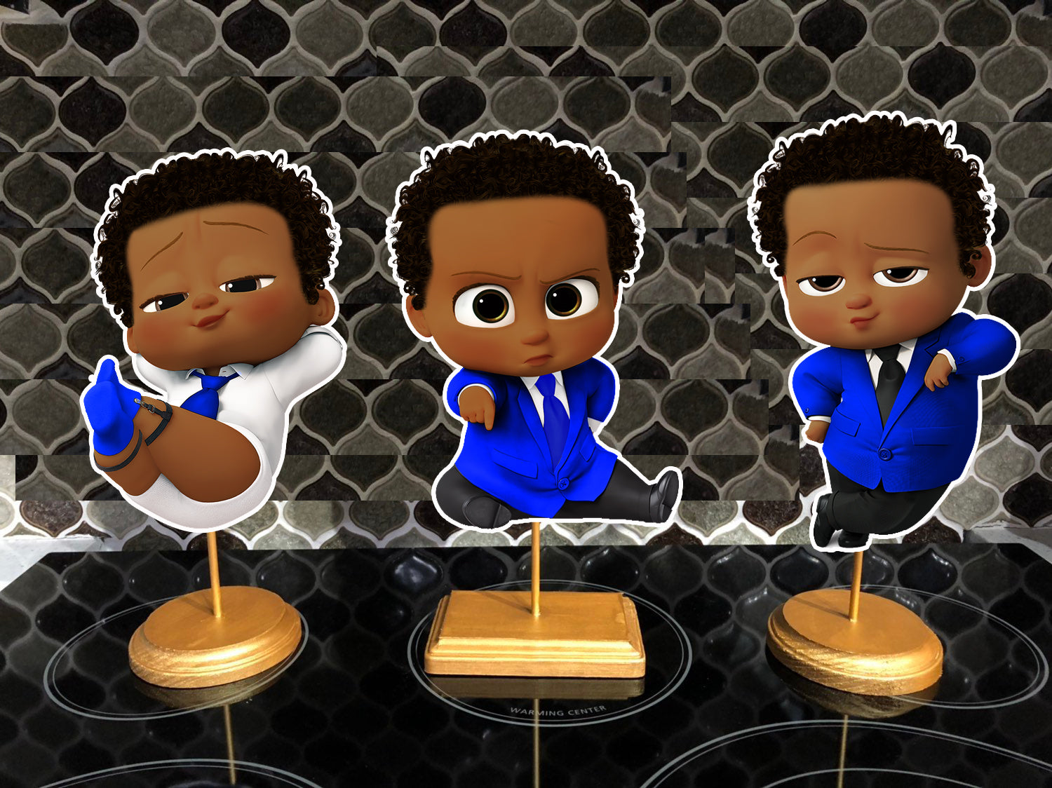 African American Boss Baby Party Centerpieces