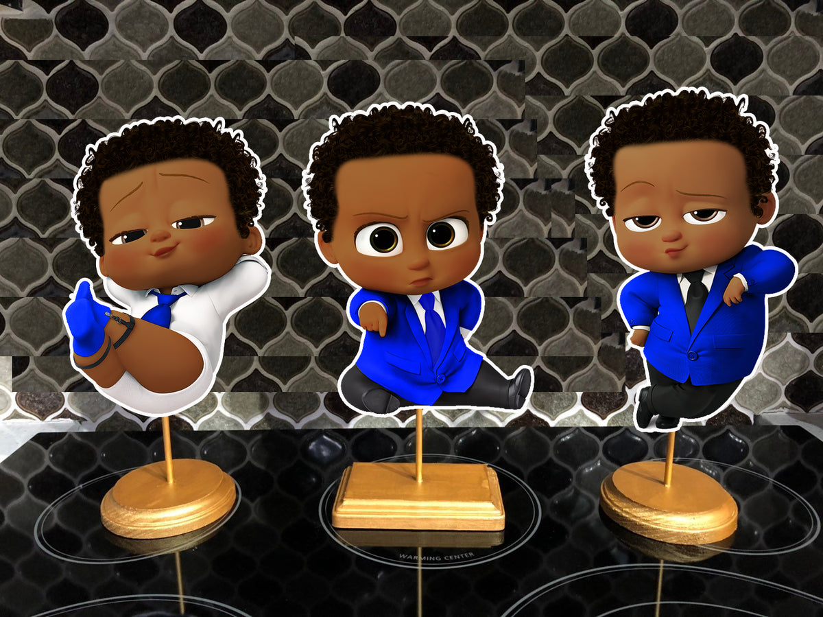 African American Blue Boss Baby Birthday Party Centerpieces ...