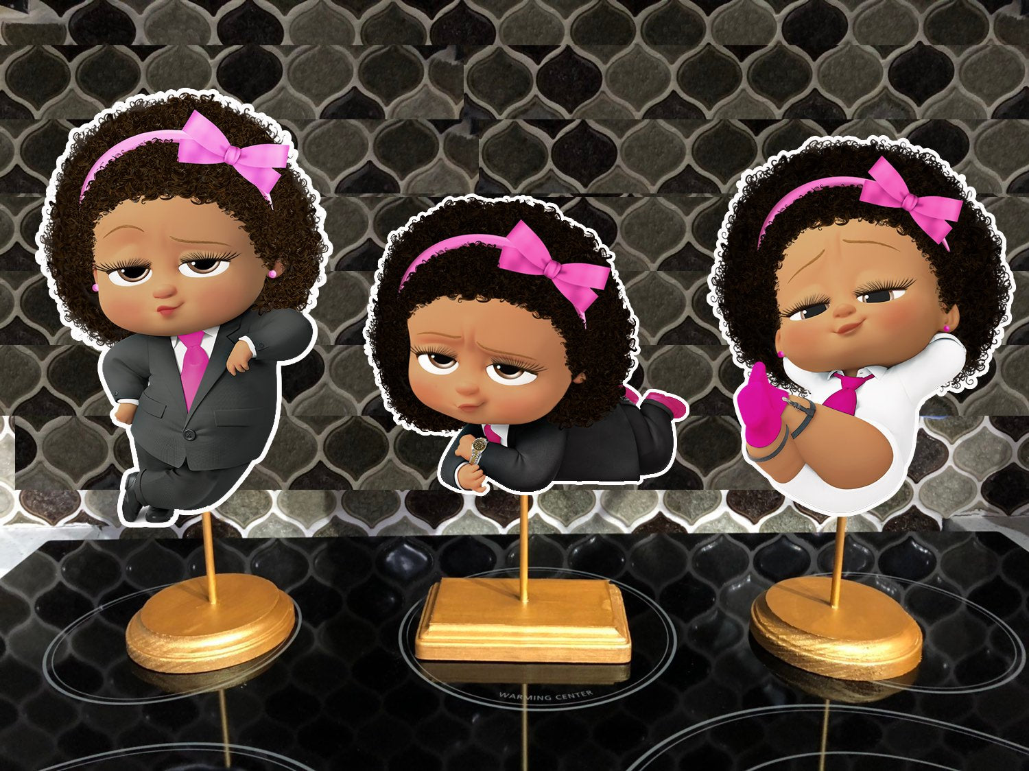 Boss Baby Pink Suit Light Skinned Party Centerpieces