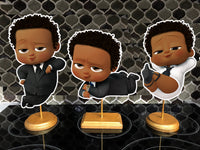 African American Boss Baby Birthday Centerpieces