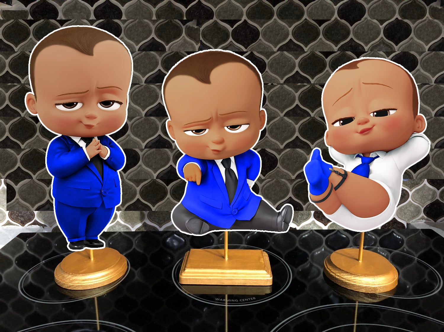 Bold Afro American Blue Boss Baby Centerpieces