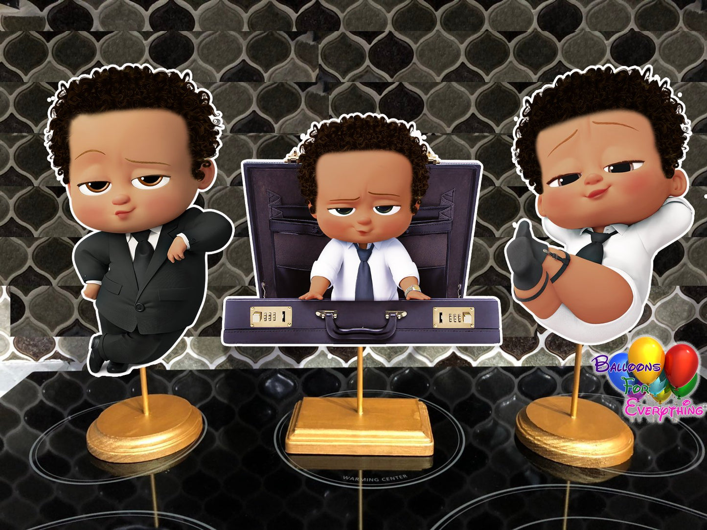 Boss Baby Light Skinned Baby shower centerpieces 