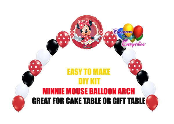 Red Minnie Mouse Birthday Balloon Arch, Cake Table, Gift Table, DIY KIT Party Supplies