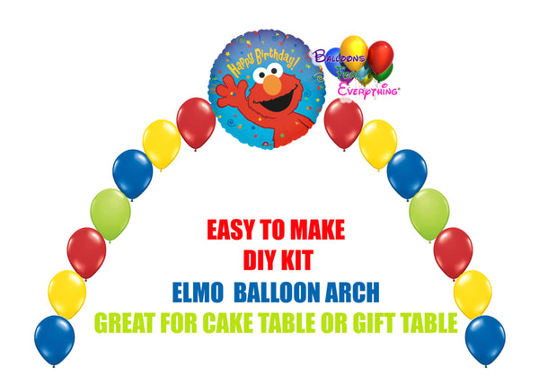Elmo Birthday Balloon Arch, Sesame Street Cake Table, Gift Table, DIY KIT Party Supplies