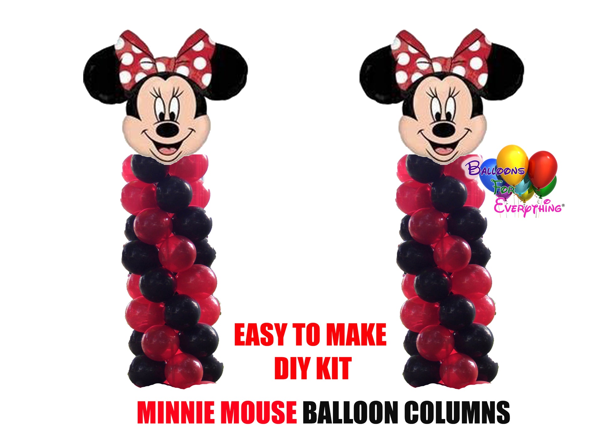 Disney Red Minnie Mouse Birthday Balloon Columns, Cake Table, Gift Table, DIY KIT Party Supplies