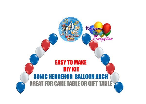 Sonic the Hedgehog Birthday Balloon Arch, Cake Table Gift Table, DIY KIT Party Supplies