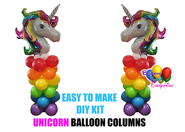 Unicorn Rainbow Birthday Balloon Columns, Cake Table, Gift Table, DIY KIT Party Supplies