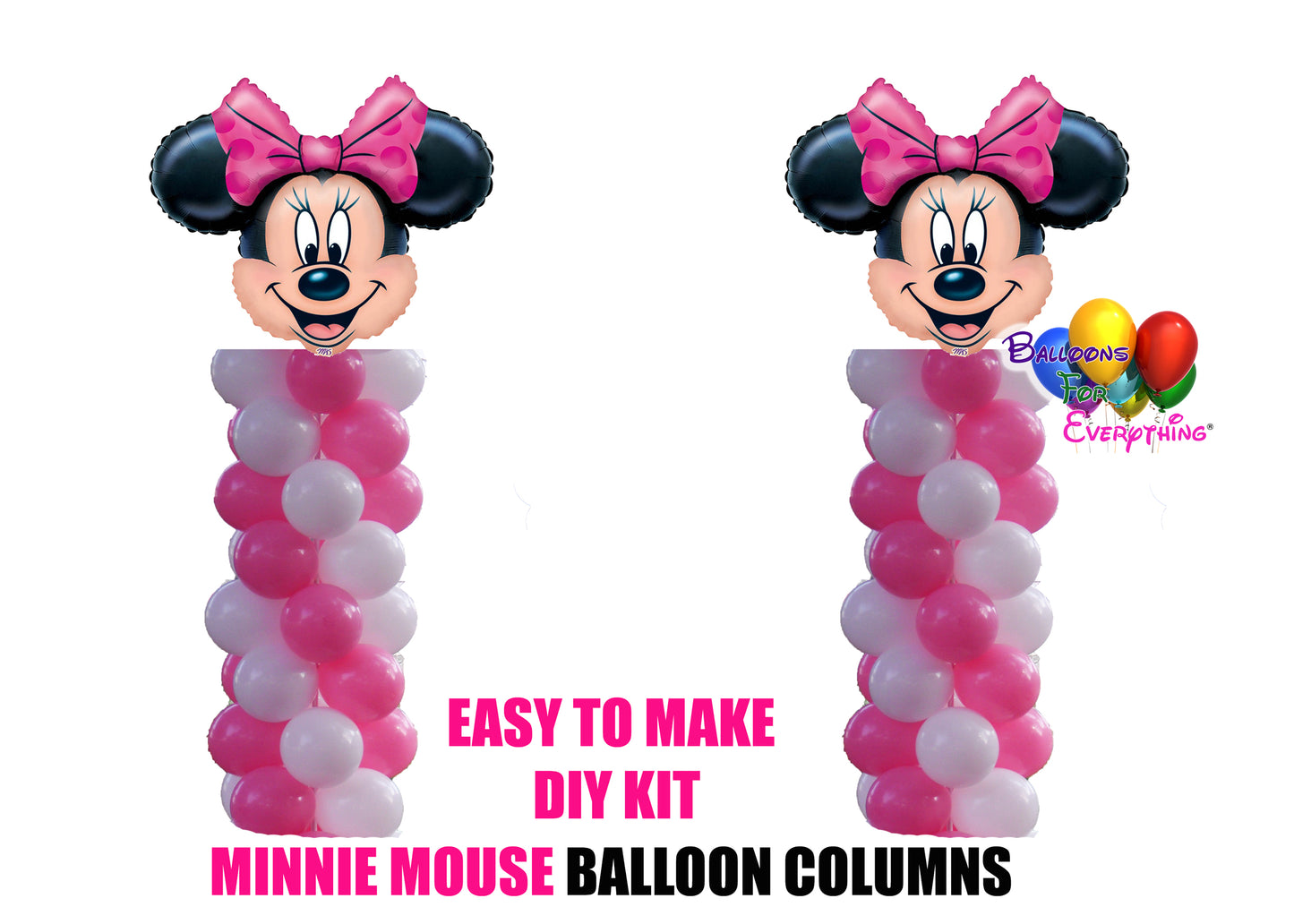 Pink Minnie Mouse Birthday Balloon Columns, Cake Table, Gift Table, DIY KIT Party Supplies
