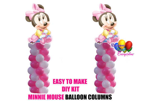 Baby Minnie Mouse Birthday Balloon Columns, Cake Table, Gift Table, DIY KIT Party Supplies