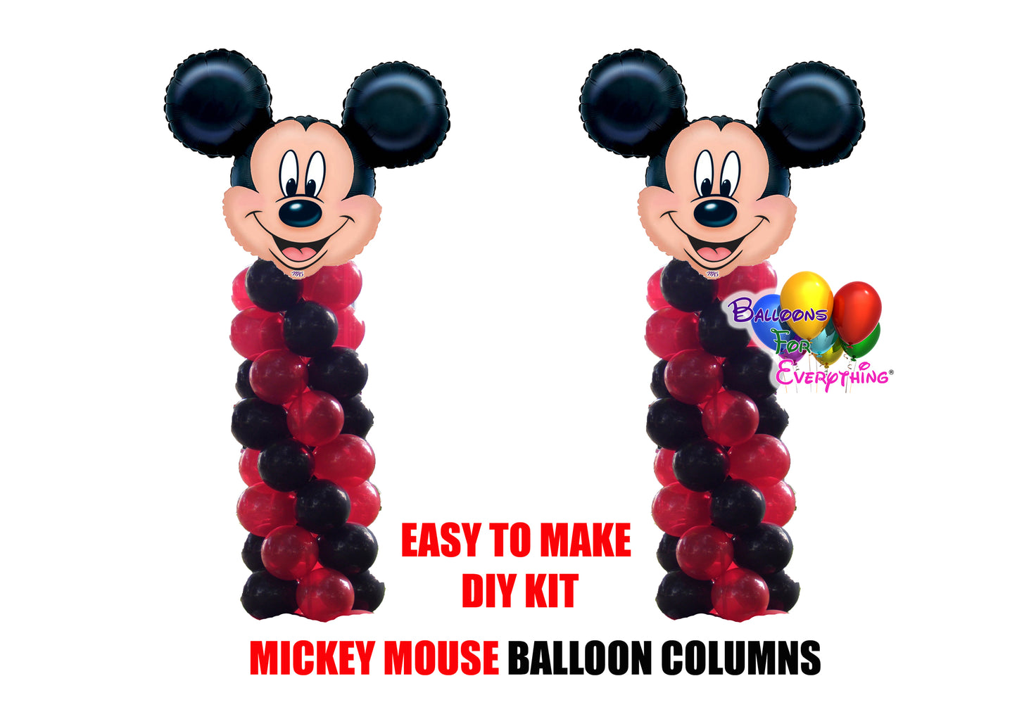 Disney Mickey Mouse Birthday Balloon Columns, Cake Table, Gift Table, DIY KIT Party Supplies