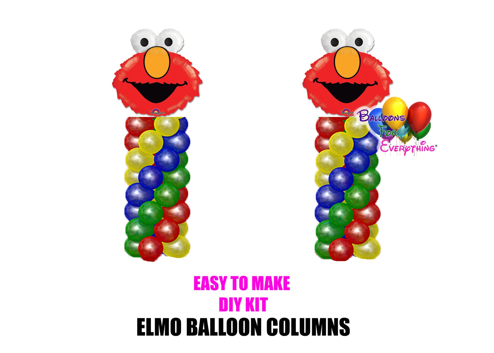 Elmo Birthday Balloon Columns, Sesame Street Cake Table, Gift Table, DIY KIT Party Supplies