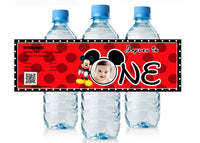 Cute Mickey Mouse 1st Birthday Water Bottle Labels
