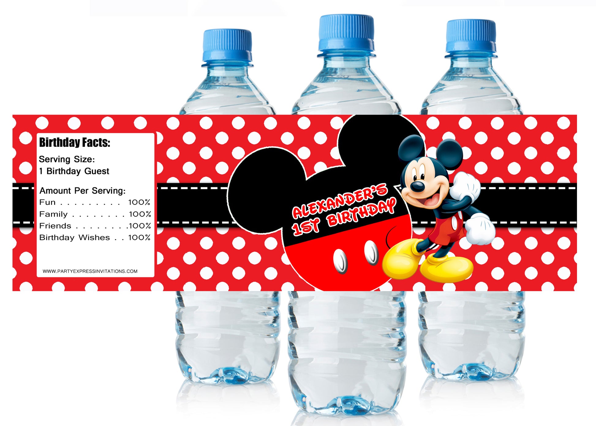 Disney Mickey Mouse Birthday Water Bottle Labels