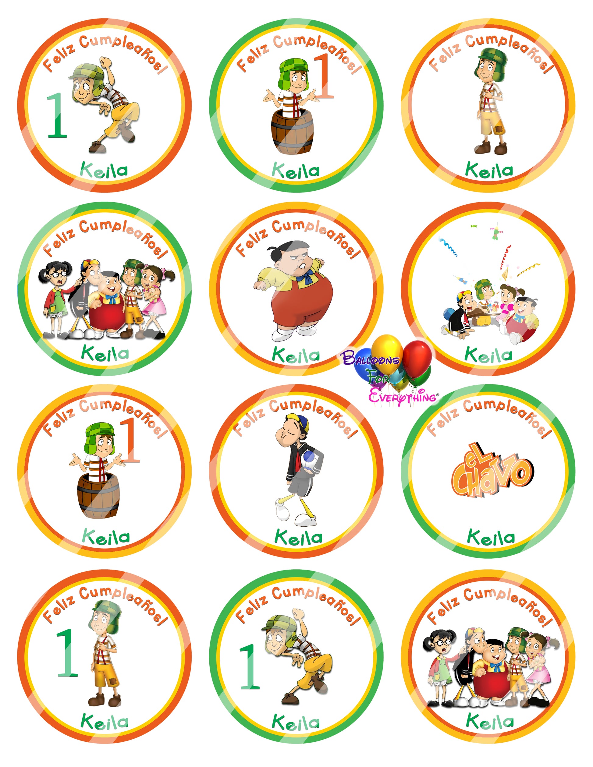 El Chavo del 8 Birthday Cupcake Toppers