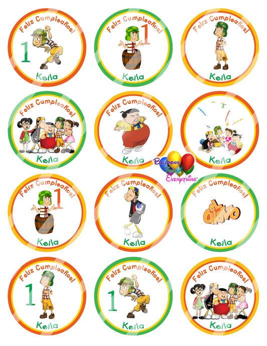 El Chavo del 8 Birthday Cupcake Toppers
