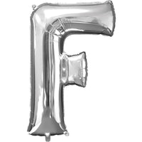 Giant Silver Letter F Balloon