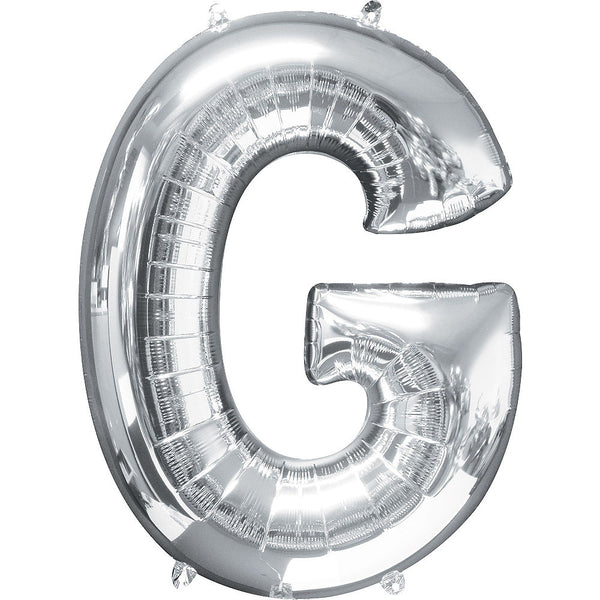 Giant Silver Letter G Balloon