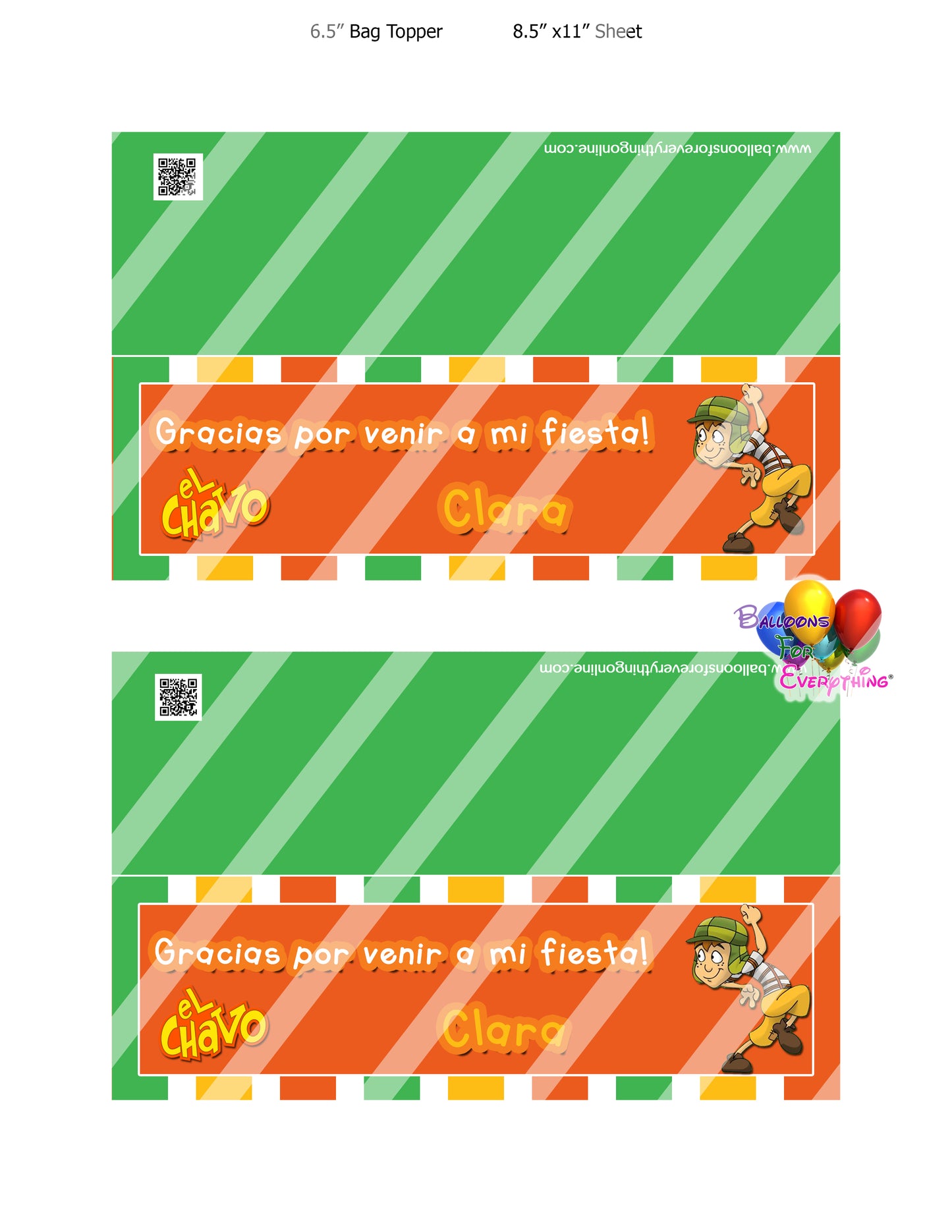 El Chavo Goodie Bag Toppers