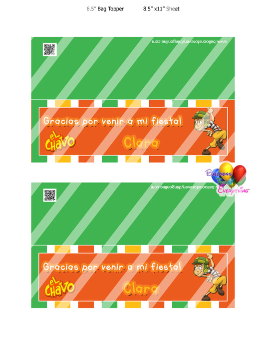 El Chavo Goodie Bag Toppers