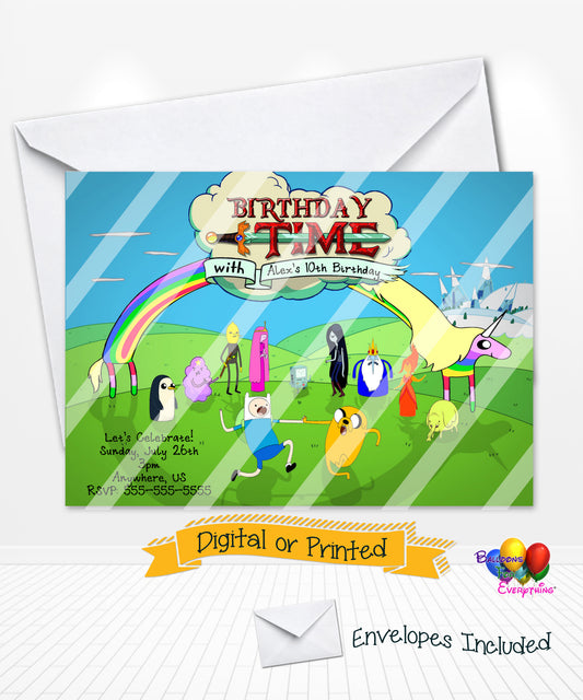Adventure Time Birthday Invitations