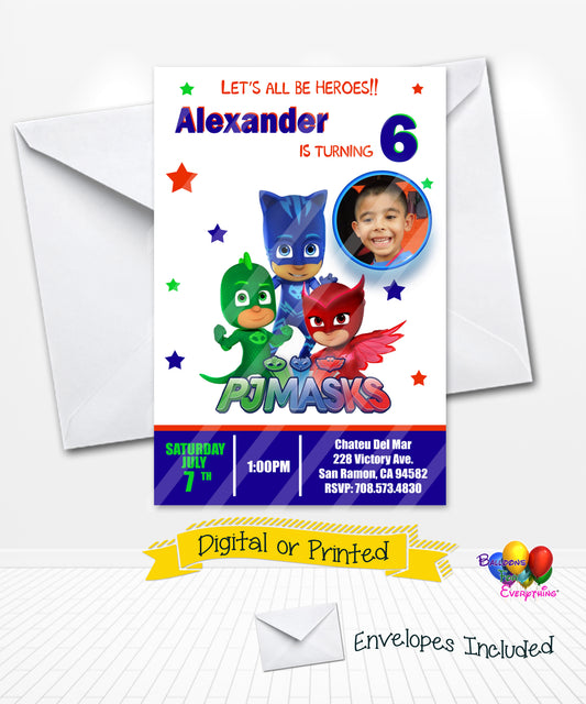 PJ Masks Birthday Invitations