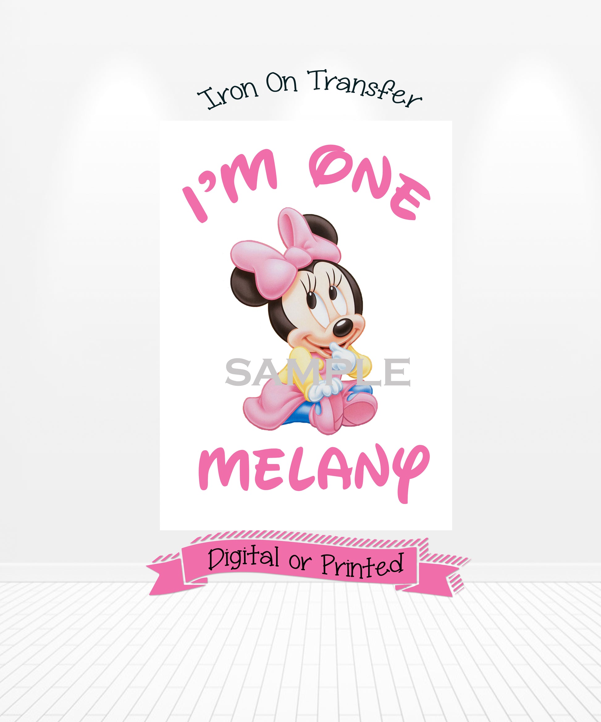 Baby Minnie Mouse 1st Birthday Iron On Transfer