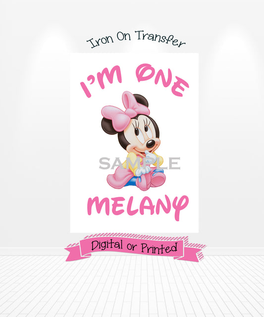 Baby Minnie Mouse 1st Birthday Iron On Transfer