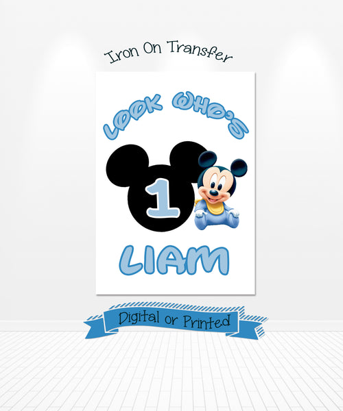 Baby Mickey Mouse Birthday Iron On Transfer