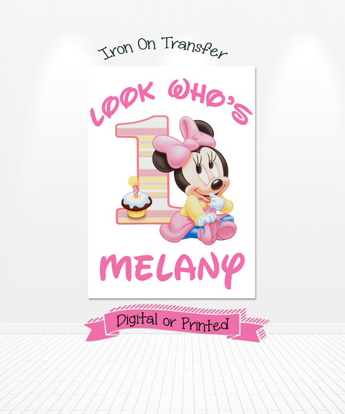 Baby Minnie Mouse 1st Birthday Iron On Design
