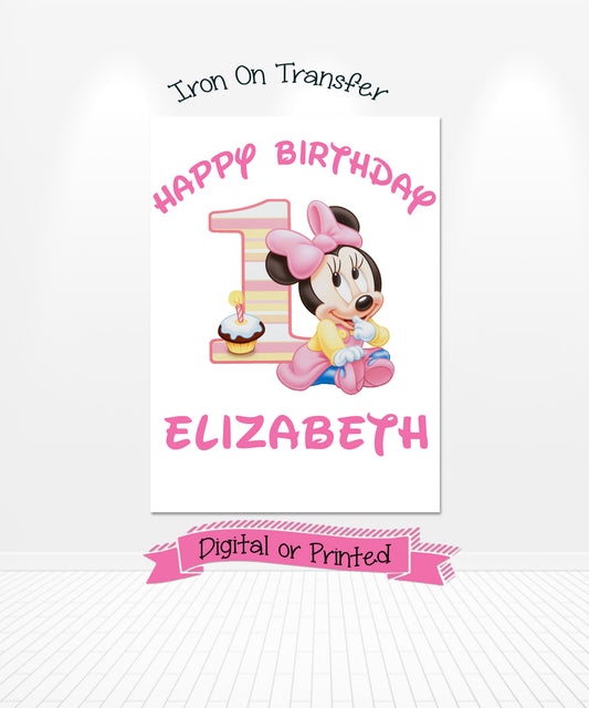 Baby Minnie 1st Birthday Iron On 