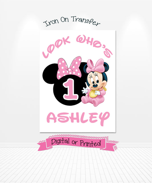 Baby Minnie Birthday Iron On Transfer