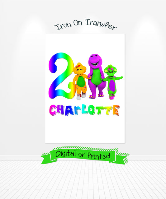 Barney Personalized Birthday Iron On Transfer