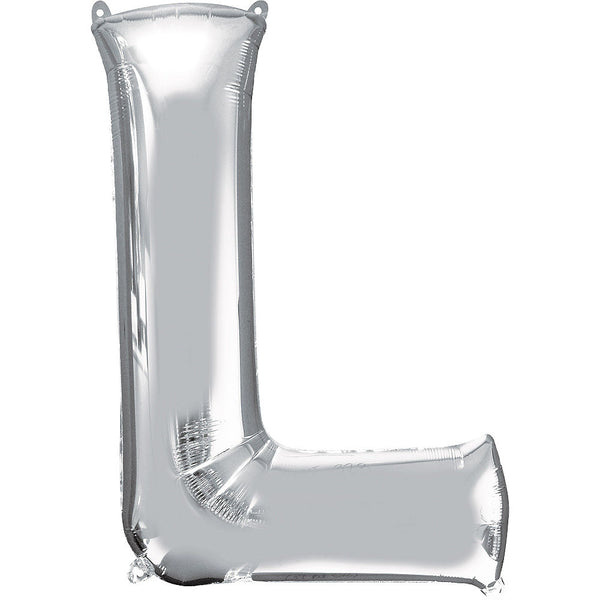 Giant Silver Letter L Balloon