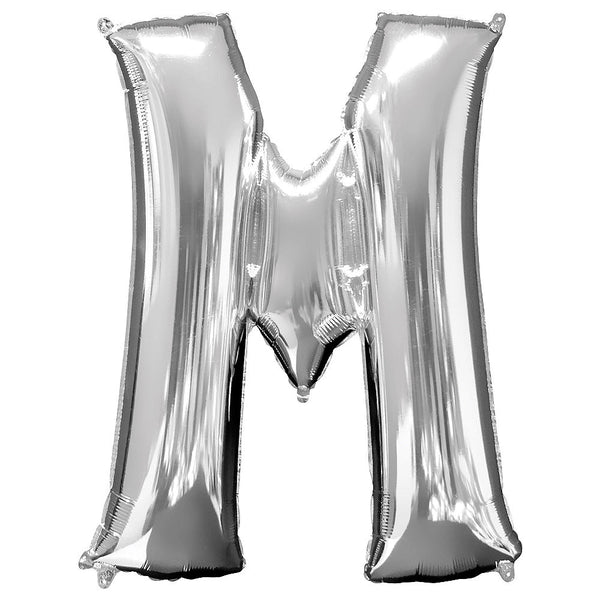 Giant Silver Letter M Balloon
