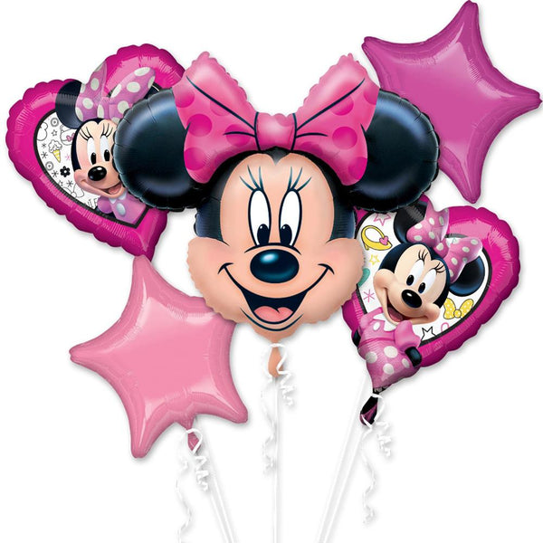 Pink Minnie Mouse Balloon Birthday Bouquet 5pc