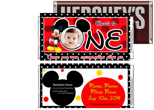 Disney Mickey Mouse 1st Birthday Candy Bar Wrapper