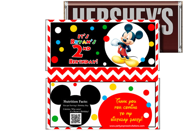 Mickey Mouse Birthday Chevron Candy Bar Wrapper