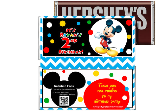 mickey mouse candy bar wrapper blue chevron