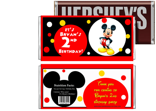 mickey mouse birthday polka dots candy wrapper