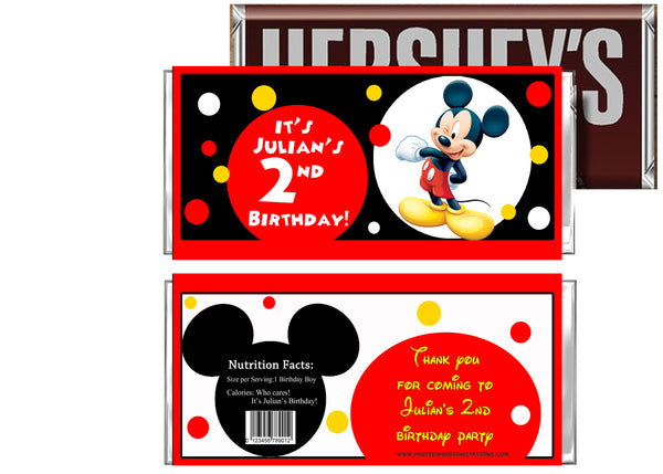 Cute Mickey Mouse Birthday Candy Bar Wrapper