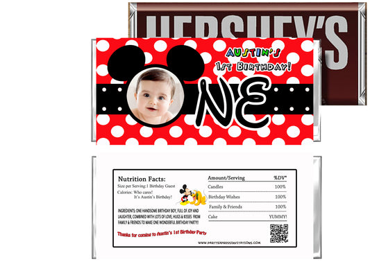 Cute Mickey Birthday Photo Candy Bar Wrapper