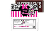 Hot Pink Minnie Mouse Birthday Zebra Print Candy Bar Wrappers