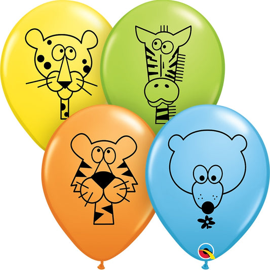 11" Jungle Animals Assorted Color Latex Balloons