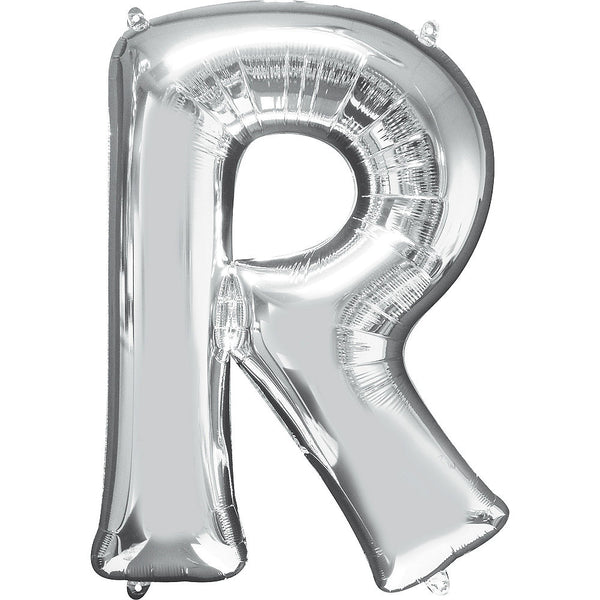 Giant Silver Letter R Balloon