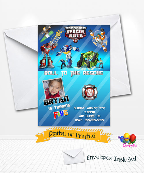 Transformers Rescue Bots Birthday Party Invitations