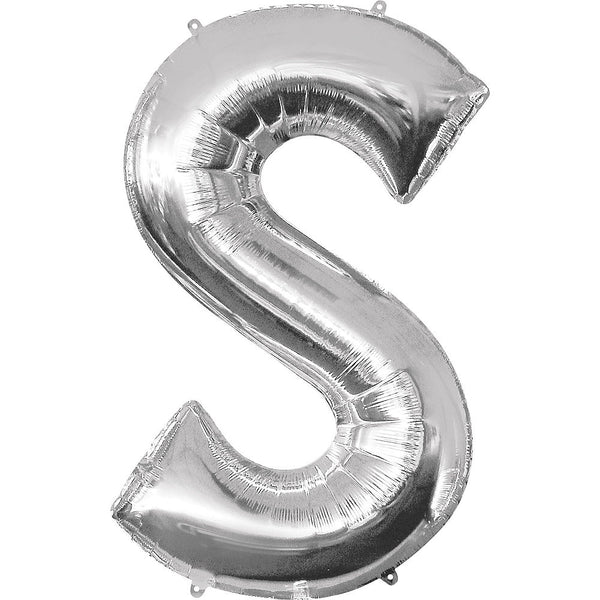 Giant Silver Letter S Balloon